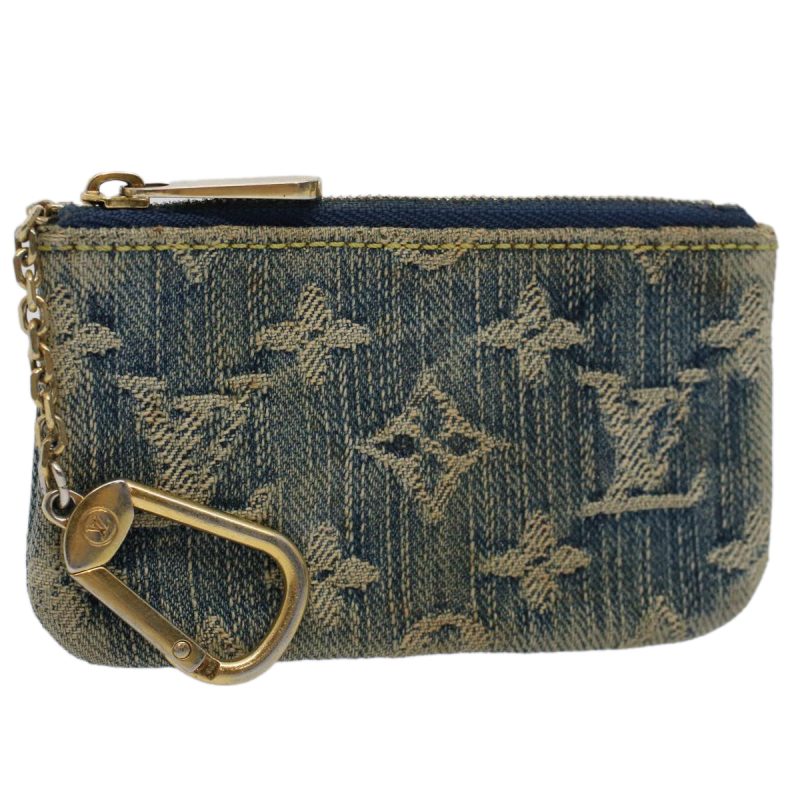 Louis Vuitton Monogram Denim Pochette Cles Coin Purse Blue M95343  59287