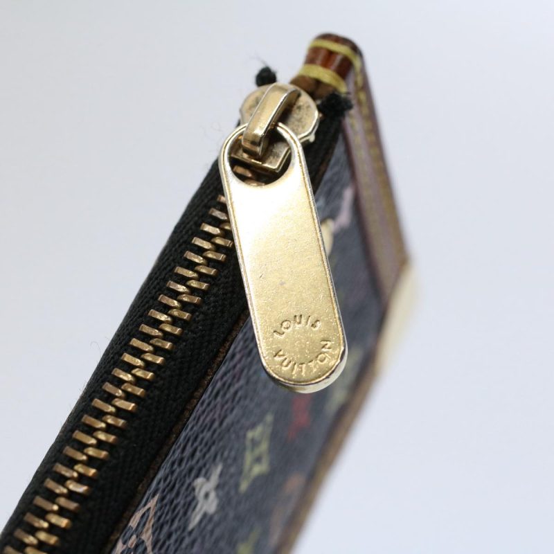 Louis Vuitton Monogram Multicolor Pochette Cles Purse Black M92654 Auth 59288 - Image 8