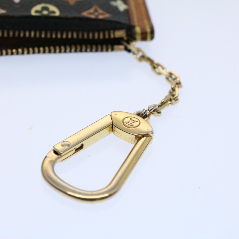 Louis Vuitton Monogram Multicolor Pochette Cles Purse Black M92654 Auth 59288 - Image 9