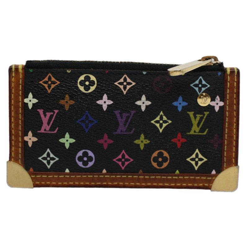 Louis Vuitton Monogram Multicolor Pochette Cles Purse Black M92654 Auth 59288 - Image 2