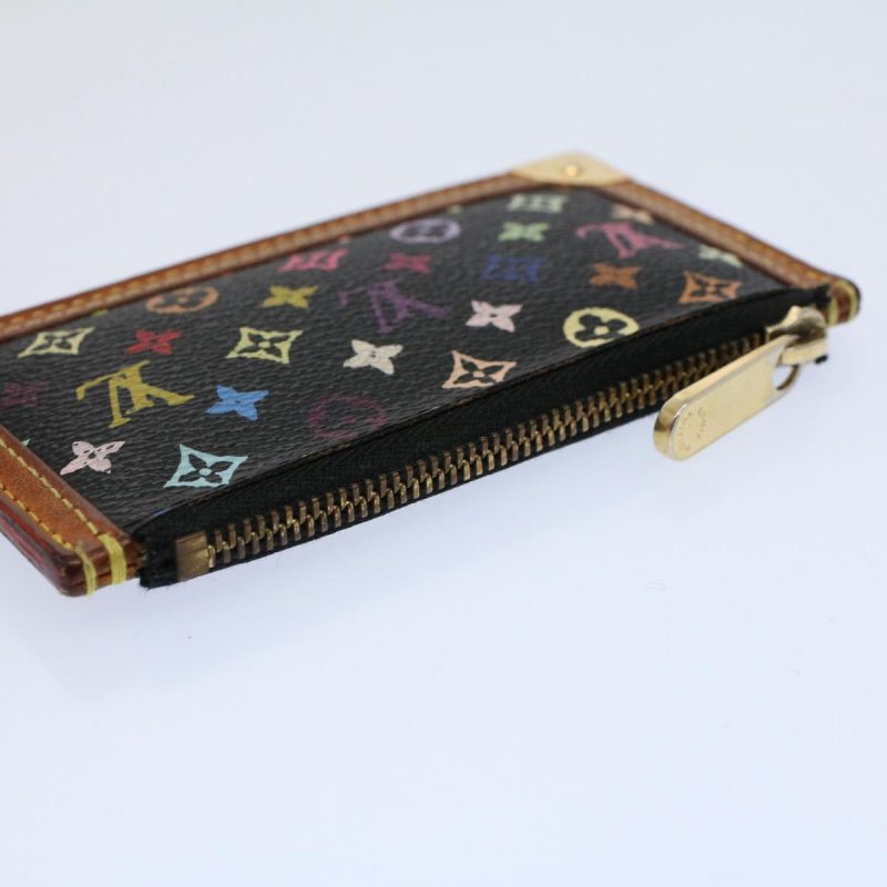 Louis Vuitton Monogram Multicolor Pochette Cles Purse Black M92654 Auth 59288 - Image 5