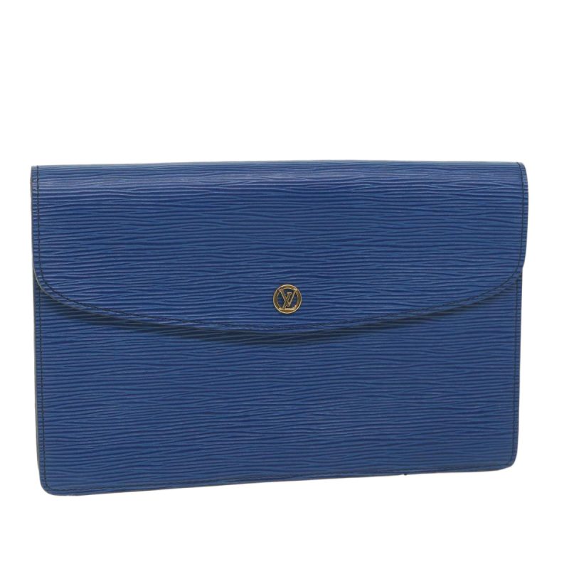 Louis Vuitton Epi Montaigne 27 Clutch Bag Blue M52655  59776