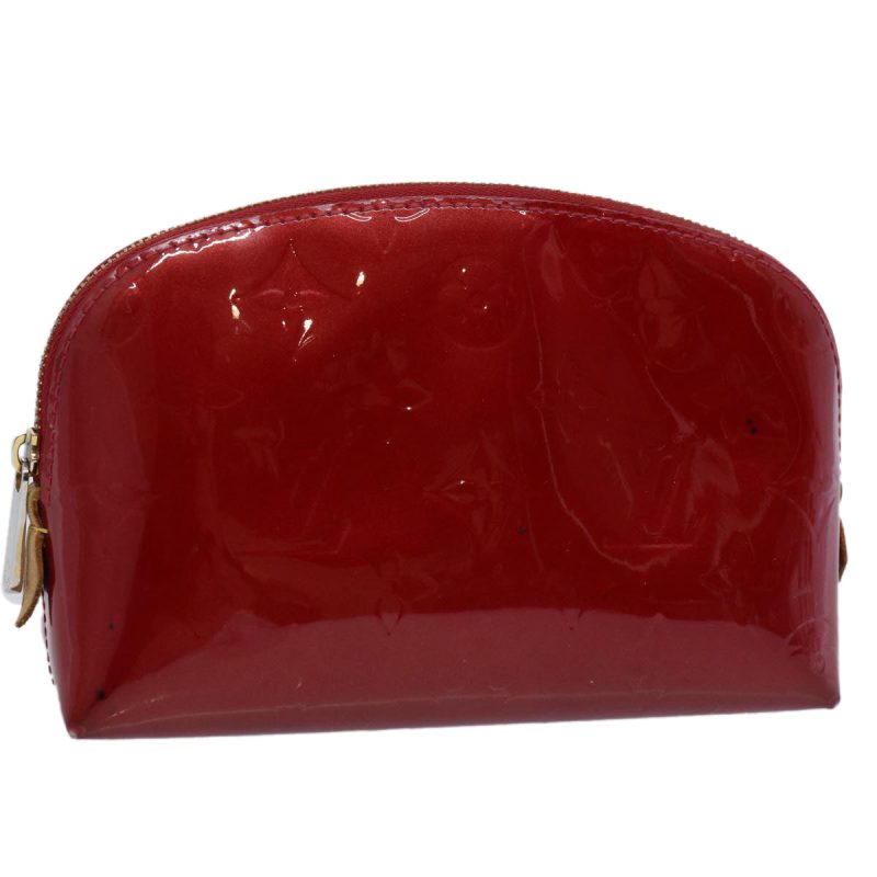 Louis Vuitton Monogram Vernis Pochette Cosmetic Pouch Red Slys M90172 Auth 60838