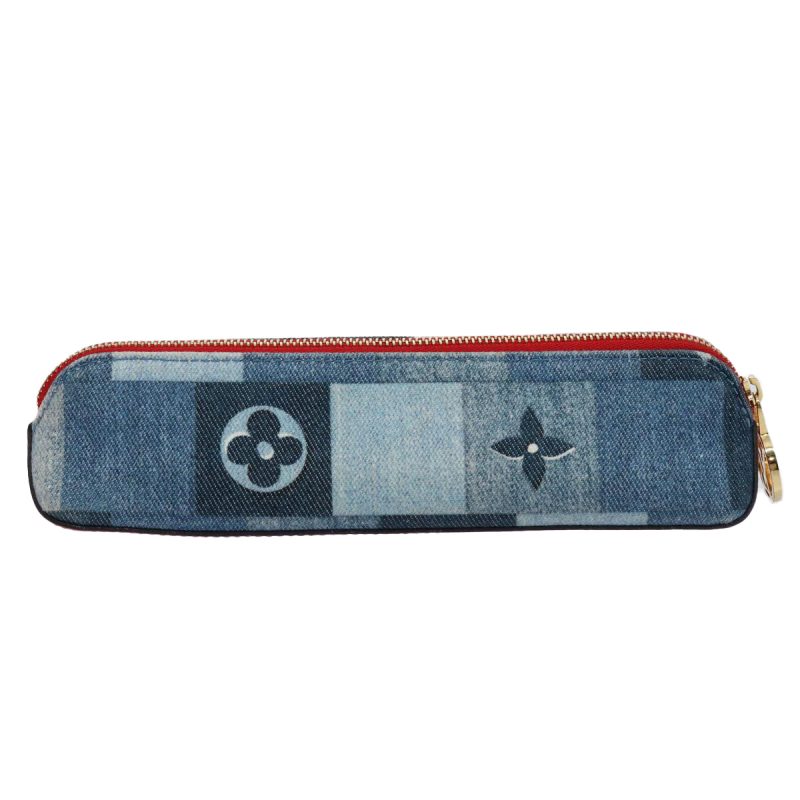 Louis Vuitton Monogram Denim Trousse Elizabeth Pen Case Blue GI0444 Auth 61468 - Image 2