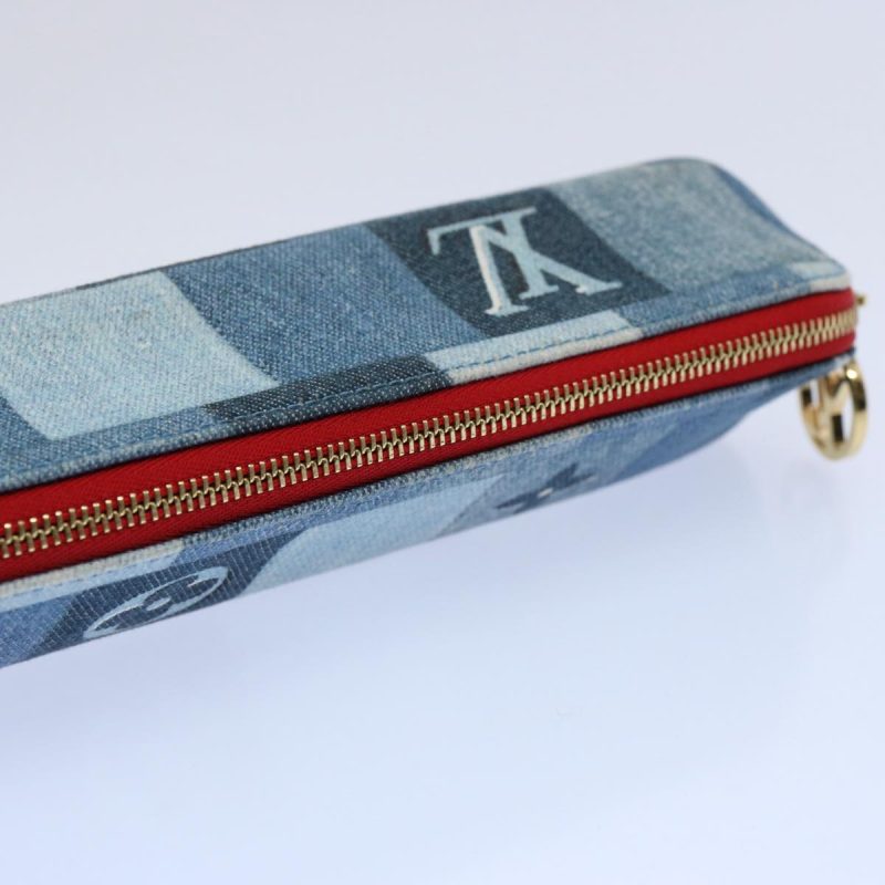 Louis Vuitton Monogram Denim Trousse Elizabeth Pen Case Blue GI0444 Auth 61468 - Image 5