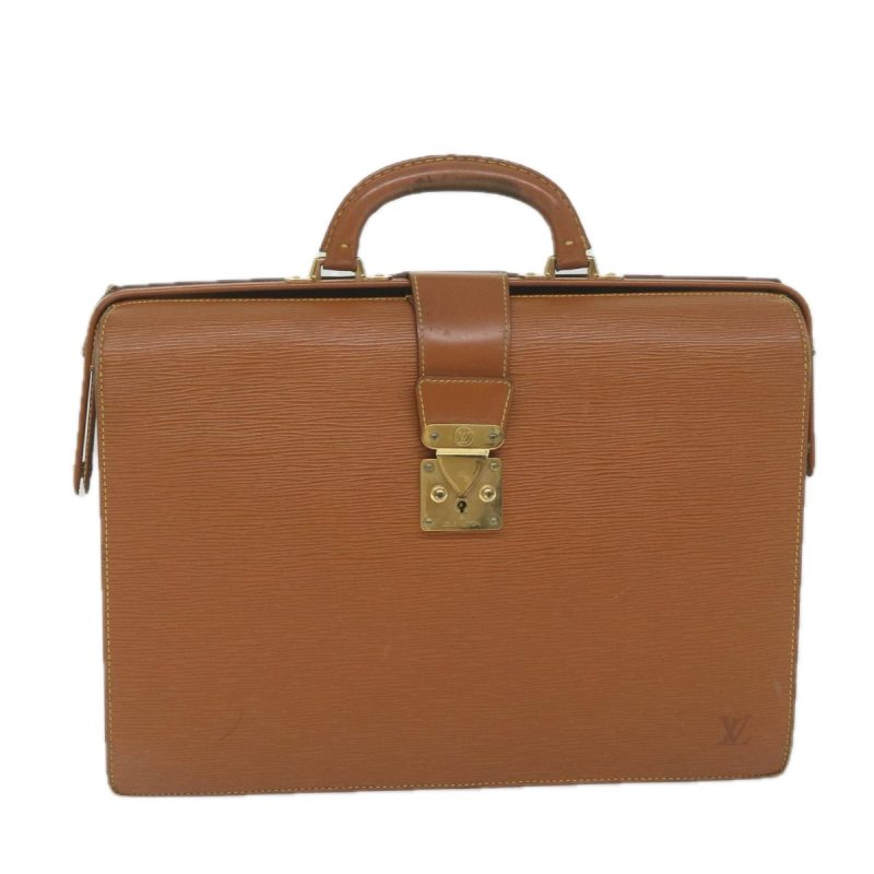 Louis Vuitton Epi Serviette Fermoir Business Bag Brown M54358  61490
