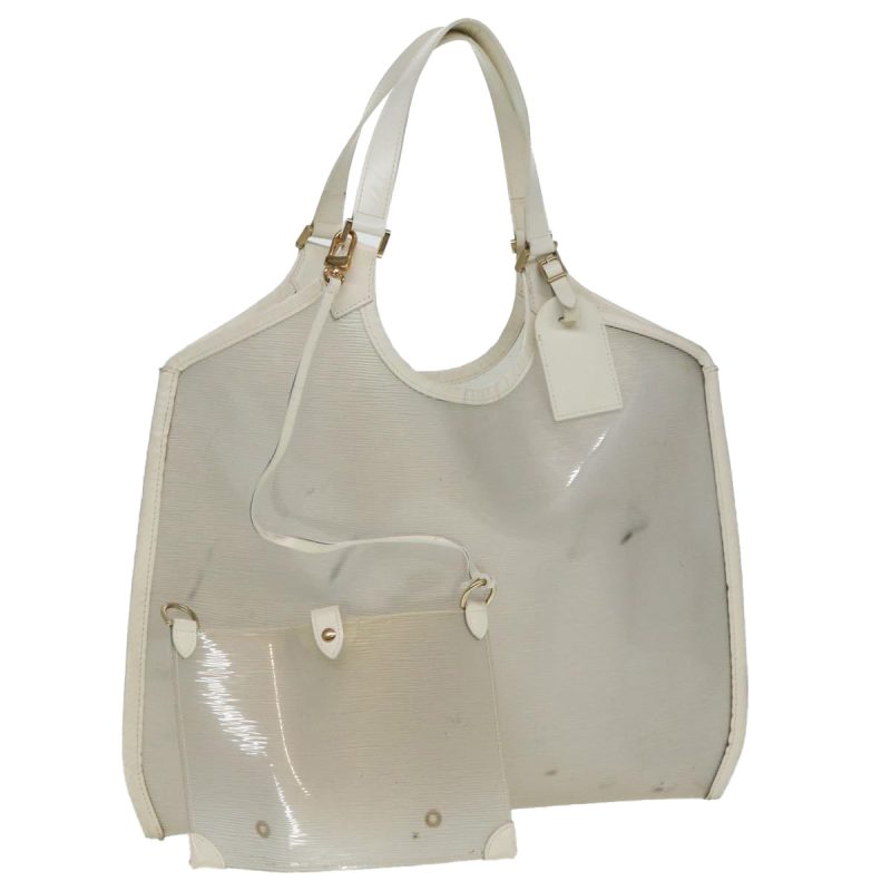 Louis Vuitton Epi Plage Via Hand Bag Vinyl Leather Clear White M92153 Auth 77615