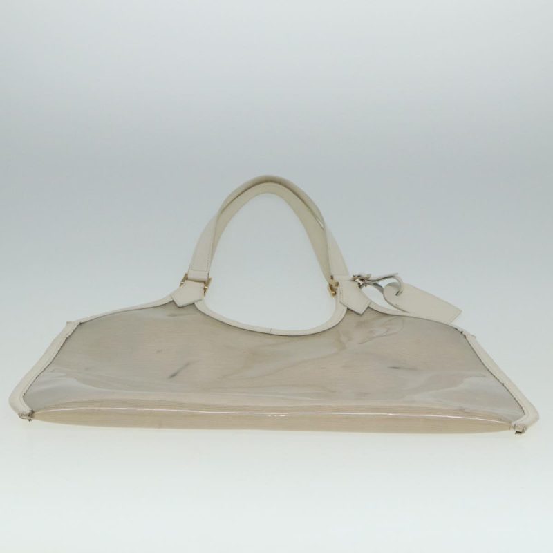 Louis Vuitton Epi Plage Via Hand Bag Vinyl Leather Clear White M92153 Auth 77615 - Image 5