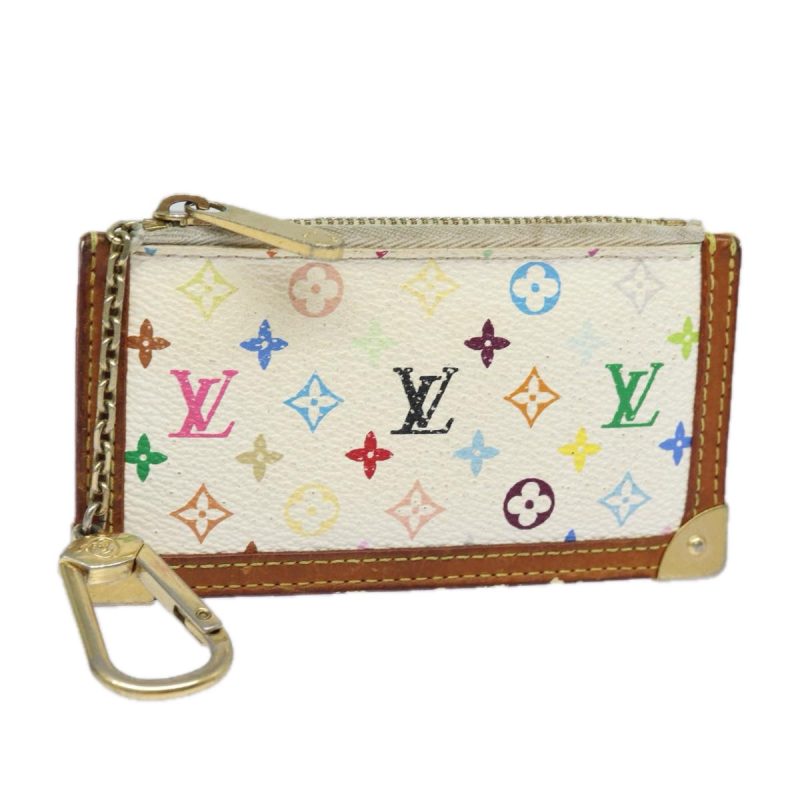 Louis Vuitton Monogram Multicolor Pochette Cles Purse White M92655 Auth 78350