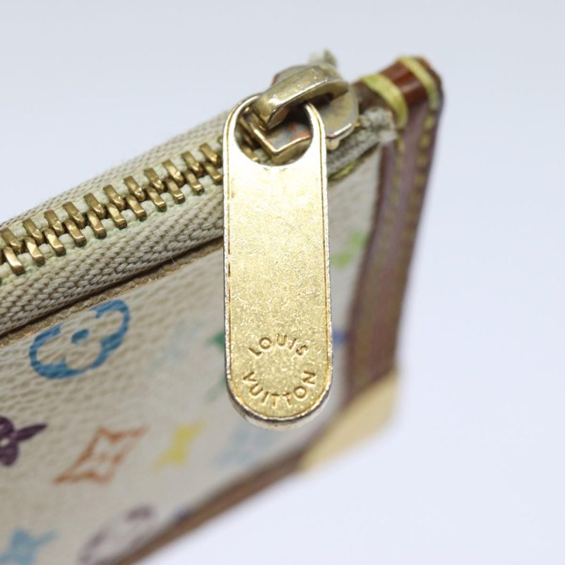 Louis Vuitton Monogram Multicolor Pochette Cles Purse White M92655 Auth 78350 - Image 8