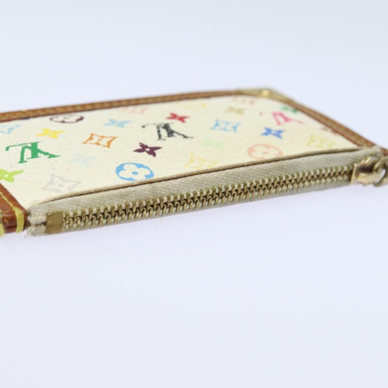 Louis Vuitton Monogram Multicolor Pochette Cles Purse White M92655 Auth 78350 - Image 5