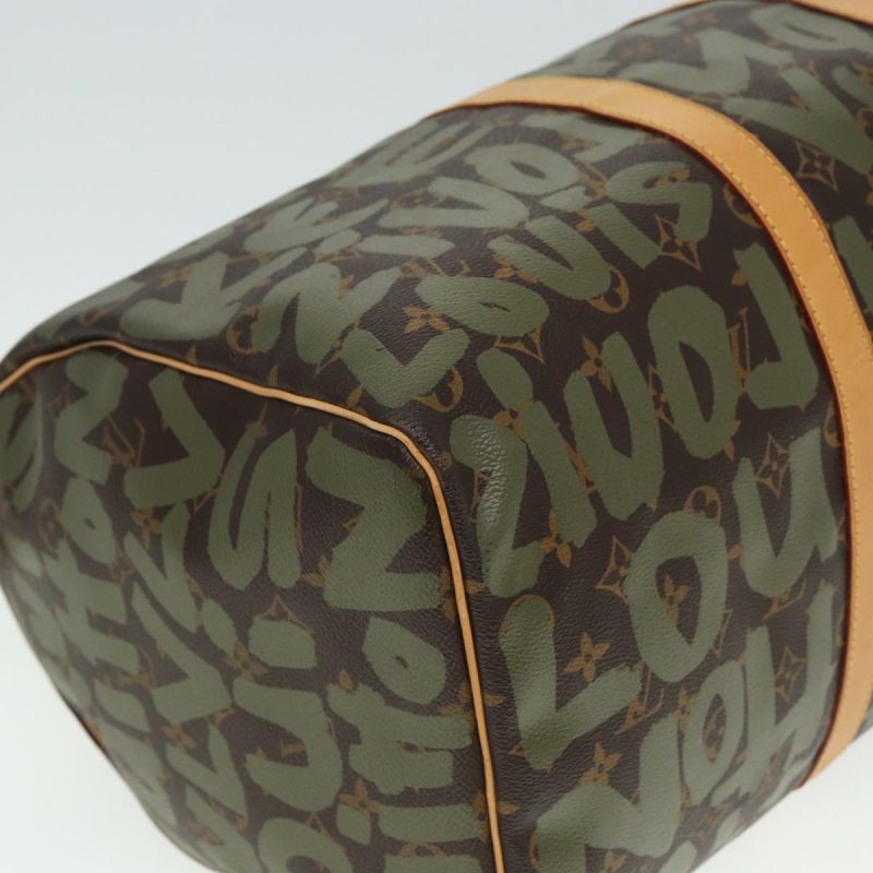 Louis Vuitton Monogram Graffiti Keepall 50 Boston Bag Khaki M92196 Auth 78365 - Image 9