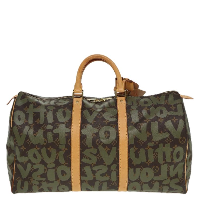 Louis Vuitton Monogram Graffiti Keepall 50 Boston Bag Khaki M92196 Auth 78365 - Image 2