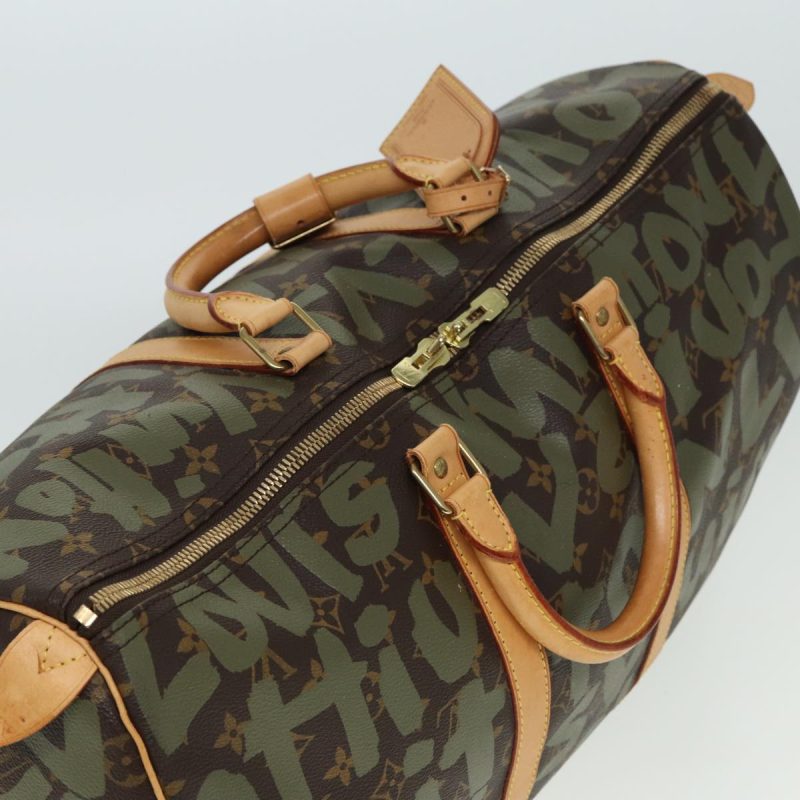 Louis Vuitton Monogram Graffiti Keepall 50 Boston Bag Khaki M92196 Auth 78365 - Image 6