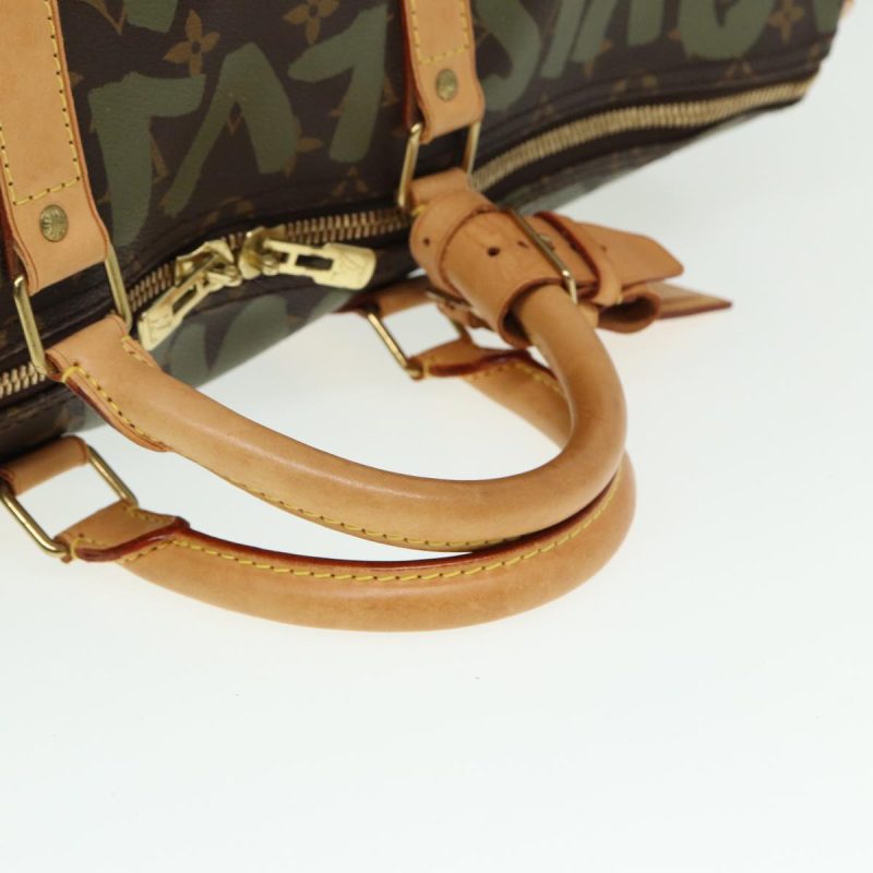 Louis Vuitton Monogram Graffiti Keepall 50 Boston Bag Khaki M92196 Auth 78365 - Image 7