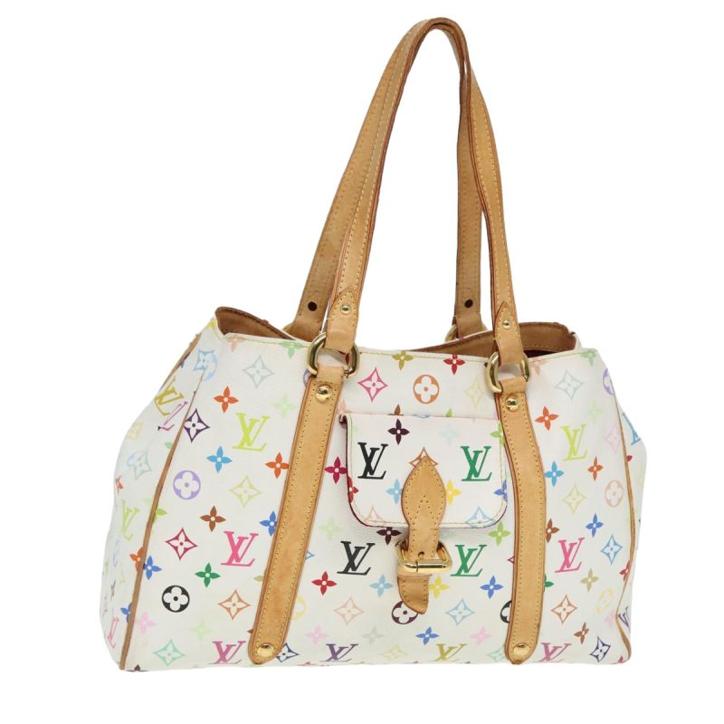 Louis Vuitton Monogram Multicolor Aurelia MM Tote Bag White M40094 Auth 78372