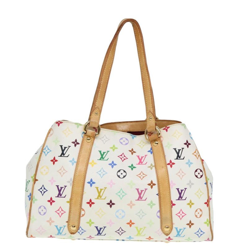 Louis Vuitton Monogram Multicolor Aurelia MM Tote Bag White M40094 Auth 78372 - Image 2