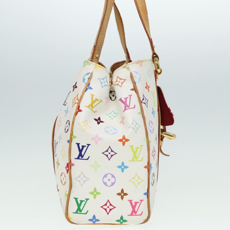 Louis Vuitton Monogram Multicolor Aurelia MM Tote Bag White M40094 Auth 78372 - Image 3