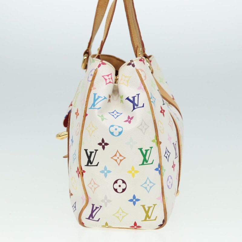 Louis Vuitton Monogram Multicolor Aurelia MM Tote Bag White M40094 Auth 78372 - Image 5