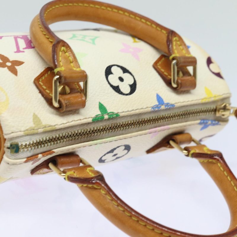 Louis Vuitton Monogram Multicolor Mini Speedy Hand Bag White M92645 Auth 79012 - Image 6