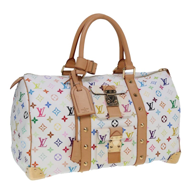 Louis Vuitton Monogram Multicolor Keepall 45 Boston Bag White M92641 Auth 79258A