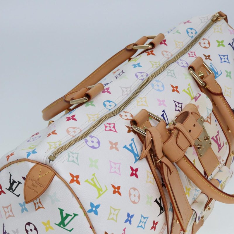Louis Vuitton Monogram Multicolor Keepall 45 Boston Bag White M92641 Auth 79258A - Image 8