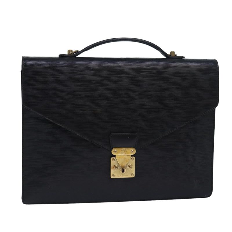 Louis Vuitton Epi Porte Documents Bandouliere Briefcase Black M54462 Auth 80272