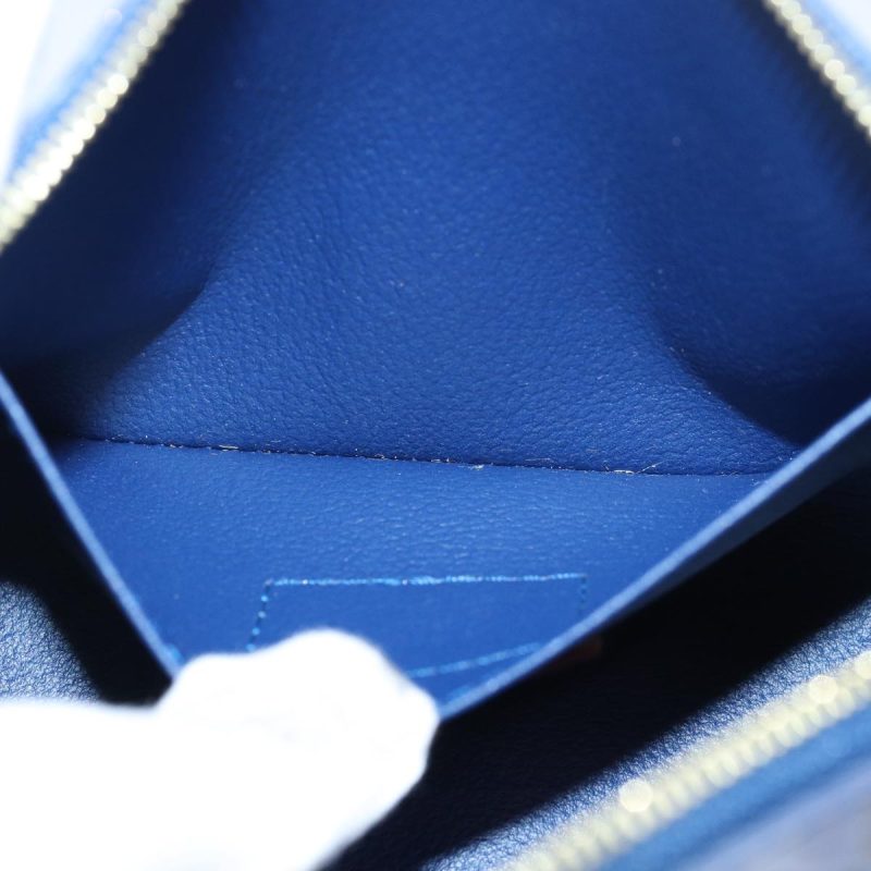Louis Vuitton Vernis Ikat Flower Pochette Cosmetic Pouch Blue M90044 Auth 80660A - Image 10
