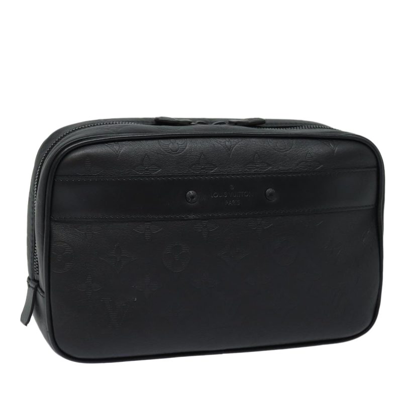 Louis Vuitton Monogram Shadow Trousse Toilette GM Bag Black M68589 Auth 80917A