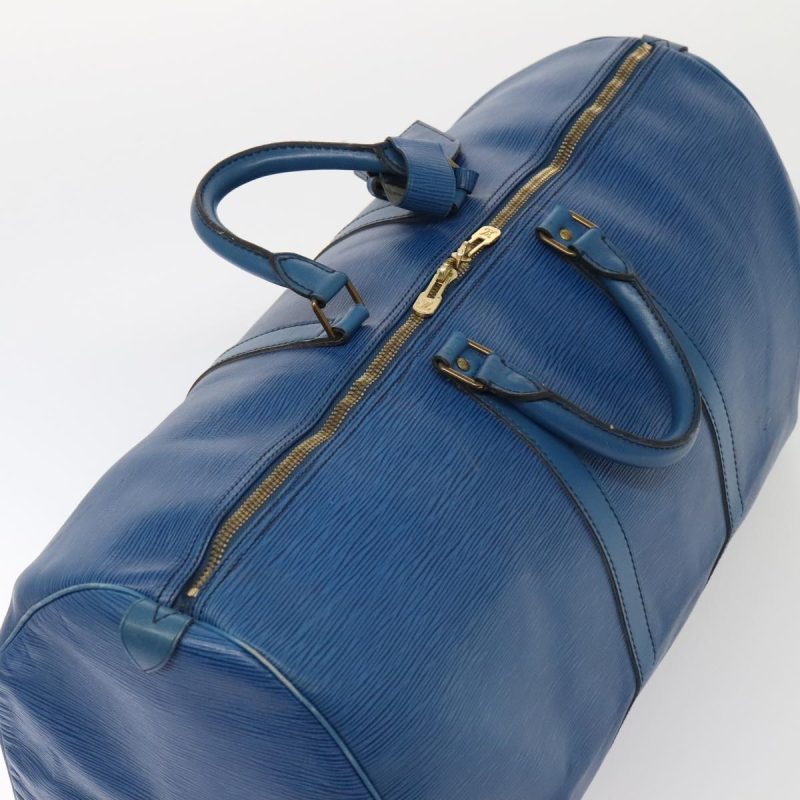 Louis Vuitton Epi Keepall 55 Boston Bag Vintage Blue M42955  82152 - Image 6