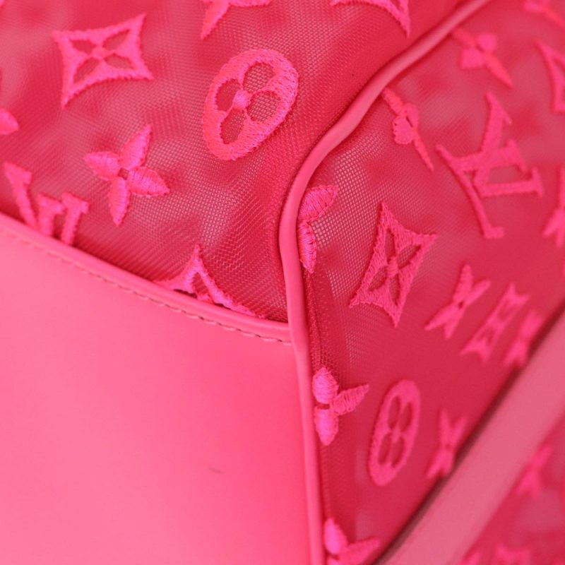 Louis Vuitton Monogram Mesh Keepall Bandouliere 50 Bag Pink M45048 Auth 83745S - Image 9