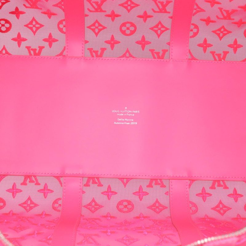 Louis Vuitton Monogram Mesh Keepall Bandouliere 50 Bag Pink M45048 Auth 83745S - Image 10