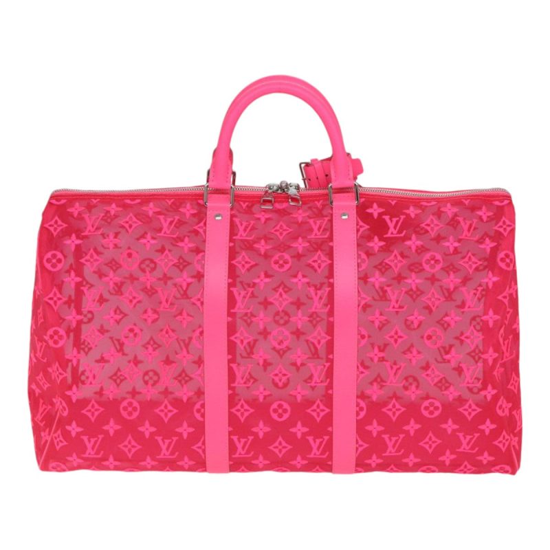 Louis Vuitton Monogram Mesh Keepall Bandouliere 50 Bag Pink M45048 Auth 83745S - Image 2