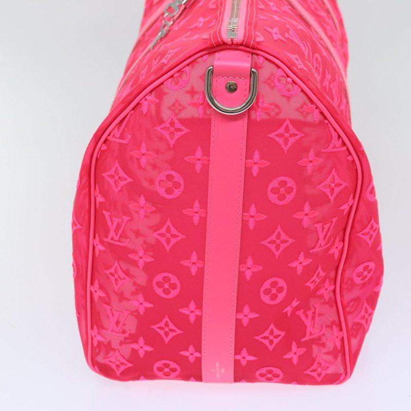 Louis Vuitton Monogram Mesh Keepall Bandouliere 50 Bag Pink M45048 Auth 83745S - Image 3