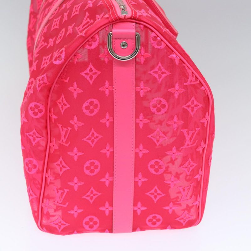 Louis Vuitton Monogram Mesh Keepall Bandouliere 50 Bag Pink M45048 Auth 83745S - Image 4
