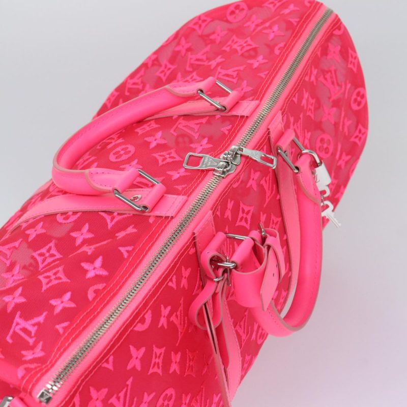 Louis Vuitton Monogram Mesh Keepall Bandouliere 50 Bag Pink M45048 Auth 83745S - Image 6