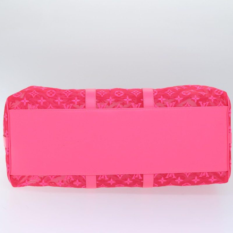 Louis Vuitton Monogram Mesh Keepall Bandouliere 50 Bag Pink M45048 Auth 83745S - Image 5