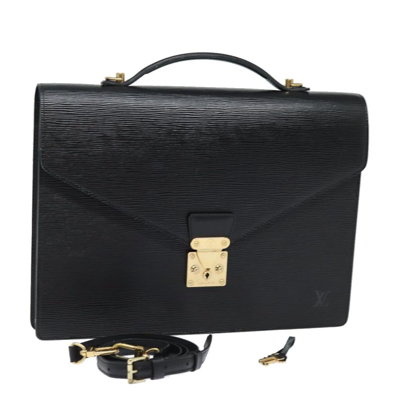 Louis Vuitton Epi Porte Documents Bandouliere Black M54462  84523