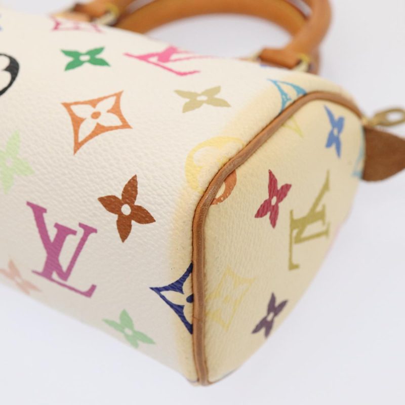 Louis Vuitton Monogram Multicolor Mini Speedy Hand Bag White M92645 Auth 85576 - Image 8