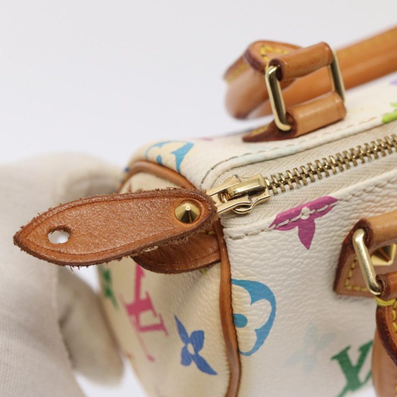 Louis Vuitton Monogram Multicolor Mini Speedy Hand Bag White M92645 Auth 85576 - Image 9
