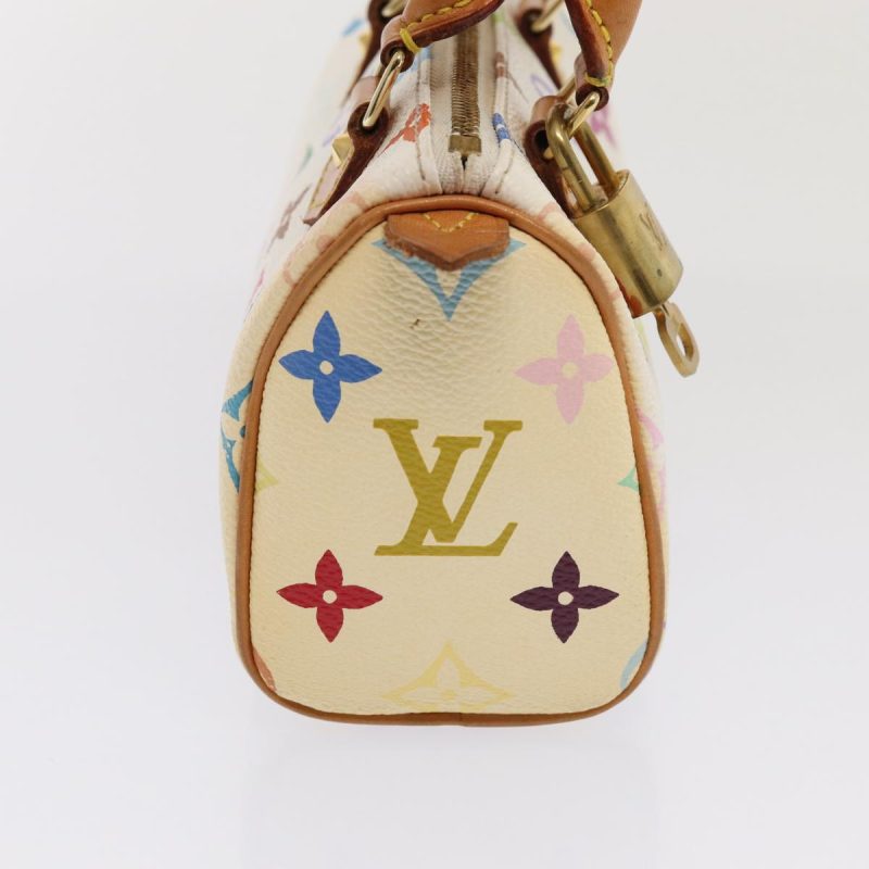 Louis Vuitton Monogram Multicolor Mini Speedy Hand Bag White M92645 Auth 85576 - Image 3