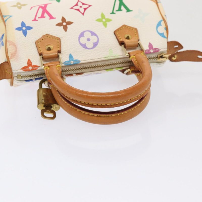 Louis Vuitton Monogram Multicolor Mini Speedy Hand Bag White M92645 Auth 85576 - Image 7