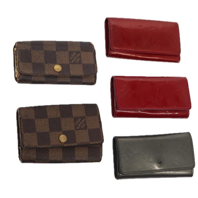 Louis Vuitton Damier Ebene Vernis Key Case 5Set Gray Pomme D'amour  85754
