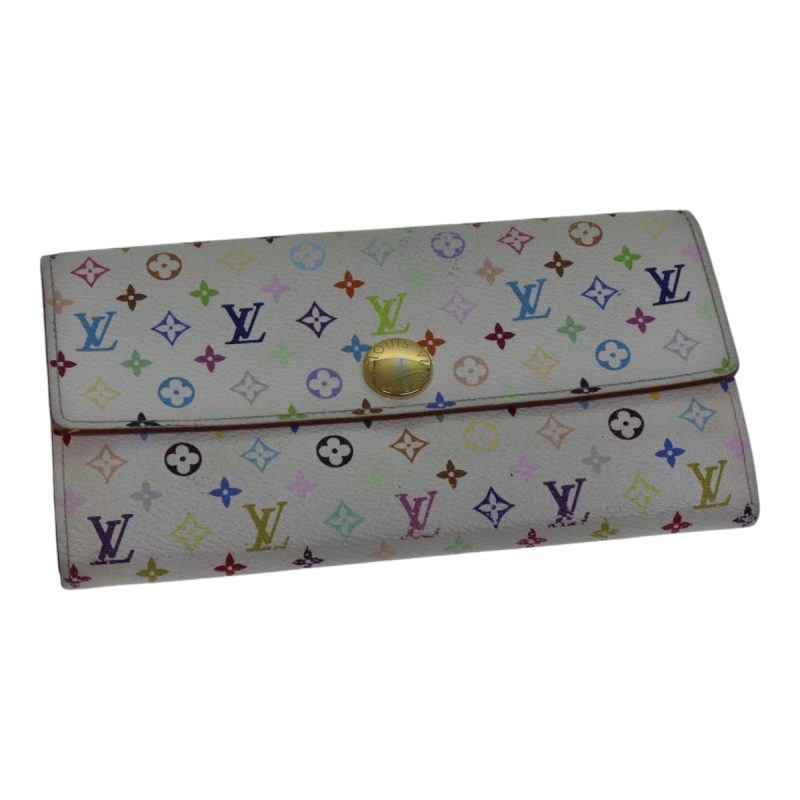 Louis Vuitton Multicolor Portefeuille Sarah Wallet White M93532  87796