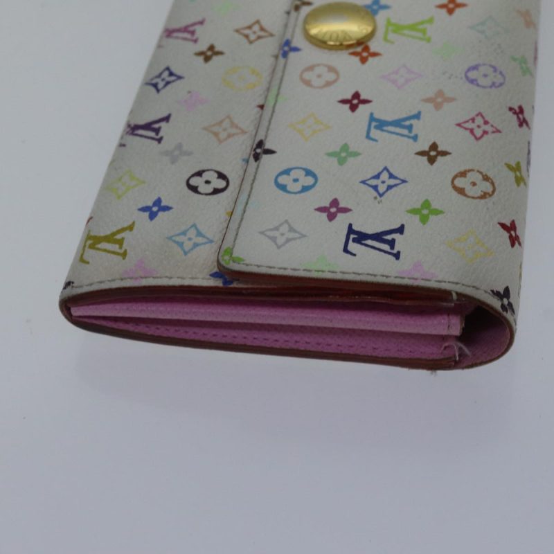 Louis Vuitton Multicolor Portefeuille Sarah Wallet White M93532  87796 - Image 3