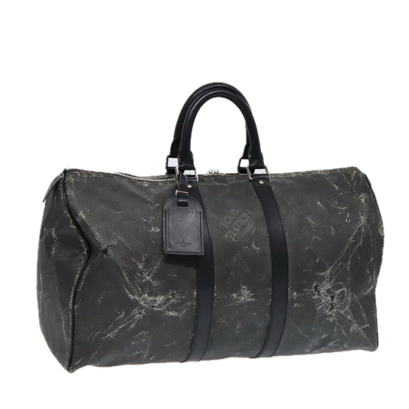 Louis Vuitton Damier Carbon Keepall 45 Boston Bag Black N41415  88545