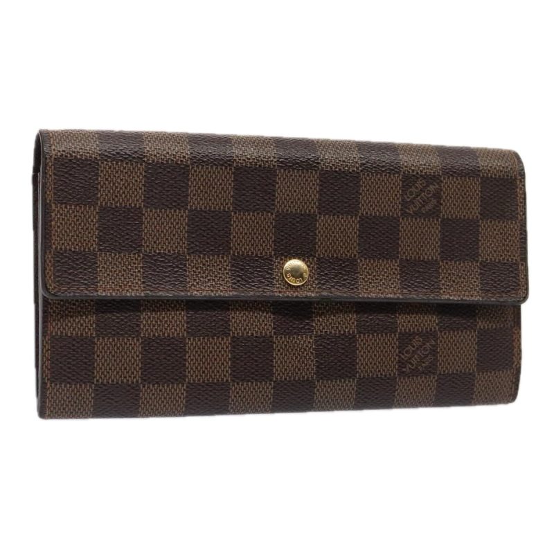Louis Vuitton Damier Ebene Portefeuille Sarah Long Wallet N60491  88866