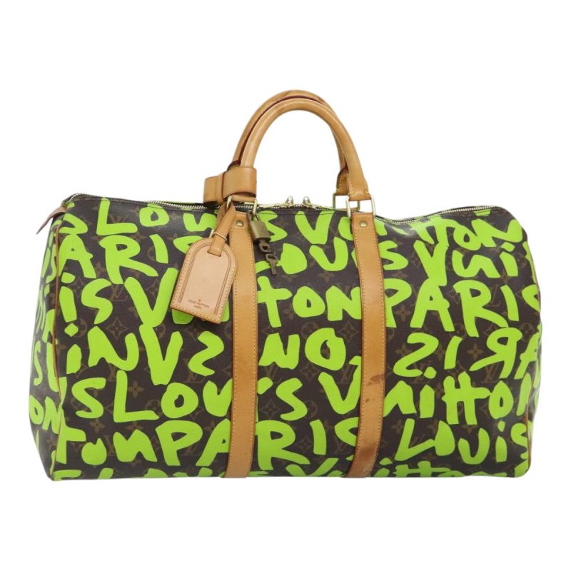 Louis Vuitton Monogram Graffiti Keepall 50 Boston Bag Vert M93700 Auth 88886