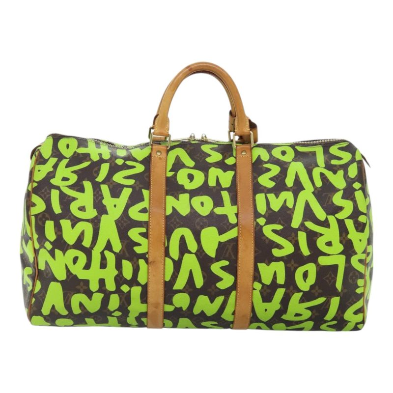 Louis Vuitton Monogram Graffiti Keepall 50 Boston Bag Vert M93700 Auth 88886 - Image 2