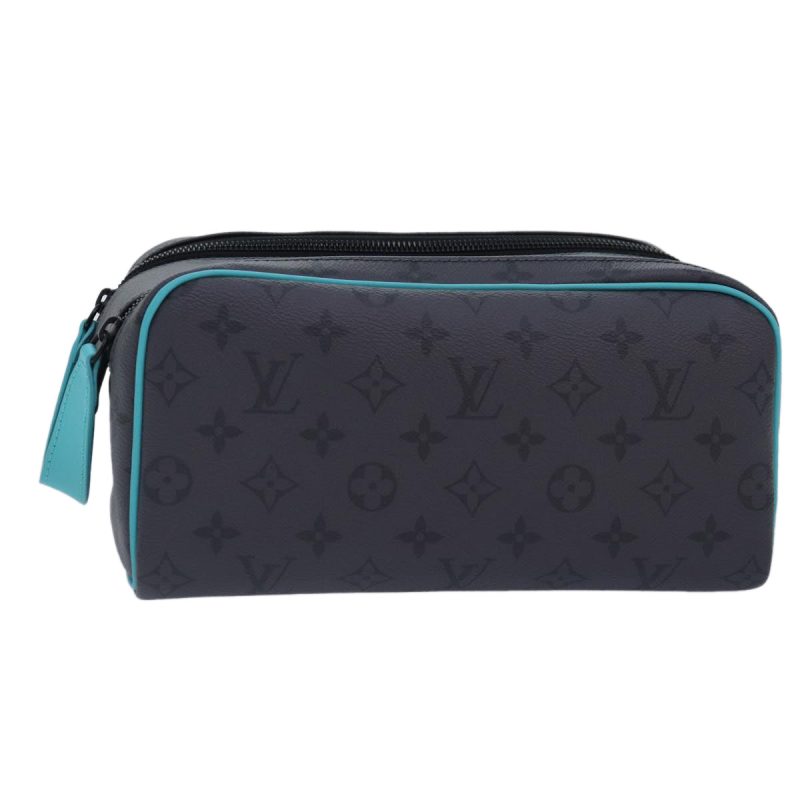 Louis Vuitton Monogram Eclipse Reverse Dopp Kit Bag Turquoise M11482 Auth 89059SA